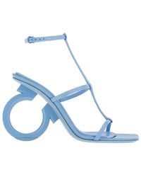 Ferragamo - Elina T-Strap Gancini Sandals - Lyst