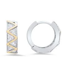 Kylie Harper - Sterling Two-Tone Trillion-Cut Cz Hoop Earrings - Lyst