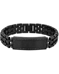 Robert Alton - 3/8Ctw Diamond Stainless Steel With Finish Carbon Fiber Id Bracelet - Lyst