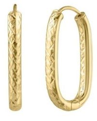 Tresorra - 14K Endless Engraved Paperclip Hoop Earrings - Lyst