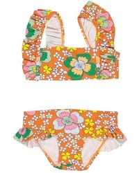 Stella McCartney - Girls Arancio / Multicolor Floral-print Ruffled Bikini - Lyst
