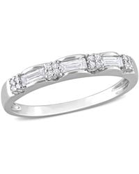 Amour - 1/4 Ct Tw Round And Parallel Baguette-Cut Diamond Anniversary Ring - Lyst