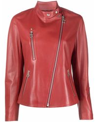Ferragamo - High-Neck Leather Jacket - Lyst