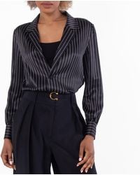 Saint Laurent - Striped Silk-Satin Shirt, Brand Size 38 - Lyst