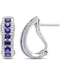 Amour - Channel Set Created Sapphire Earrings - Lyst
