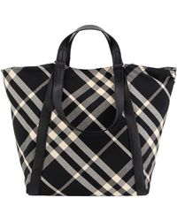 Burberry - Cotton Blend Shoulder Handbag With Iconic Check Motif - Lyst