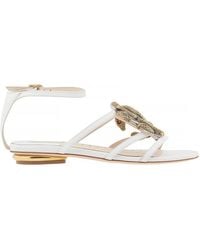 Roberto Cavalli - Ladies/Pod Rc Snake Logo Flat Sandals, Brand Size 36 Us - Lyst