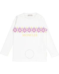 Moncler - Girls Natural Geometric Logo Print Long-sleeve T-shirt - Lyst