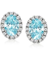 Brilliant Diamond - 2.50 Carat Halo Oval Cut Lab Grown Diamond Stud Earrings - Lyst