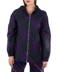 Burberry - Check-Pattern Hooded Jacket - Lyst