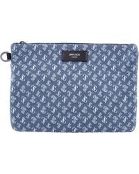 Jimmy Choo - Derek-N Jc Monogram Denim Clutch - Lyst