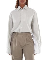 MM6 by Maison Margiela - Striped Oversized Long-Sleeved Shirt - Lyst