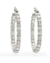 Swarovski - Rhodium Matrix Plated Hoop Earrings - Lyst