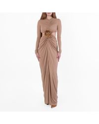 Saint Laurent - Crepe Jersey Long Cut-Out Dress, Brand Size 36 (Us Size 2) - Lyst