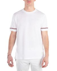 Thom Browne - Lightweight Striped Cuff Cotton T-Shirt - Lyst