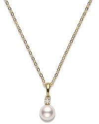 Mikimoto - 8-8.5mm Akoya Cultured Pearl 0.10ct Of Diamonds 18k Yellow Gold - Lyst