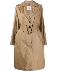 Moncler Ladies Beige Hooded Long Raincoat - Natural