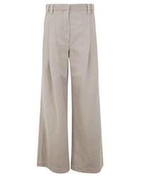 Brunello Cucinelli - Wheat Stalk Wide Leg Linen Trousers, Brand Size 44 (Us - Lyst