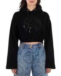 Versace - Medusa Head-Embellished Cropped Hoodie, Brand Size 40 Us - Lyst