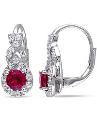 Amour - Created Ruby And Sapphire Twist Leverback Earrings - Lyst