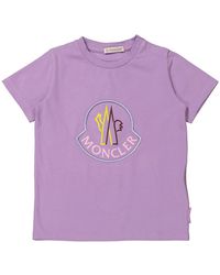 Moncler - Girls Lavender Logo Embroidered Cotton T-shirt - Lyst