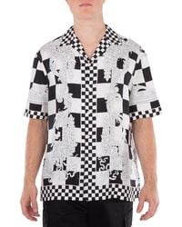 Versace - Medusa Checkerboard Print Silk Shirt, Brand Size 48 Us - Lyst