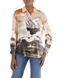 Burberry - Ship Print Devoré Silk Blend Oversized Shirt - Lyst