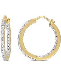 Amour - 1/4 Ct Tw Diamond Inside Outside Hoop Earrings - Lyst