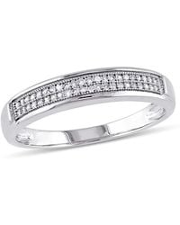Amour - 1/8 Ct Tw Diamond Double Row Wedding Band - Lyst