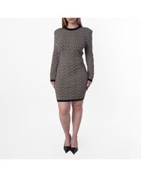 Balmain - Jacquard Monogram Mini Dress, Brand Size 40 (Us - Lyst