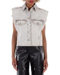 Isabel Marant - Tyra Raw-Cut Edge Denim Vest, Brand Size 36 (Us - Lyst