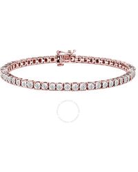 Haus of Brilliance - 10K Rose Plated .925 Sterling 1.0 Cttw Miracle-Set Diamond Round Faceted Bezel Tennis Bracelet (I-J Color, I3 Clarity) - Lyst