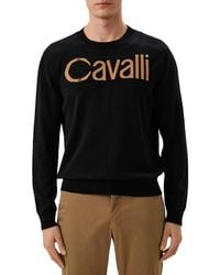 Roberto Cavalli - Logo Jacquard Wool Jumper - Lyst