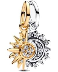 PANDORA - Splittable Sun & Moon Sterling And 14K-Plated Dangle Charm - Lyst