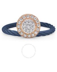 Alor - Berry Cable Elevated Round Station Ring With 18kt Rose Gold & Diamonds - Lyst