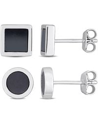 Amour - 2-Piece Set 1 5/8Ct Tgw Hematite Square And Round Stud Earrings - Lyst