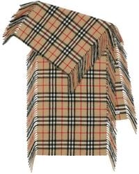 Burberry - Check Cashmere Fringed Happy Scarf - Lyst