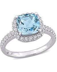 Amour - 3 1/2 Ct Tgw Sky- Topaz And Topaz Halo Ring - Lyst