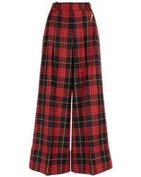 Roberto Cavalli - Tartan Virgin Wool Wide-Leg Trousers, Brand Size 40 Us - Lyst