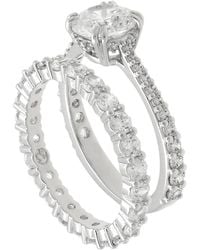 Swarovski - Stilla Rhodium Plated Ring Set (2) Size 60 - Lyst
