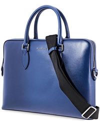 Burberry Mens Briefcase London Leather Dark Blue Slim Briefcase