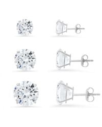 Kylie Harper - Sterling Set Of 3 Round-Cut Cubic Zirconia Cz Earring Set - Lyst