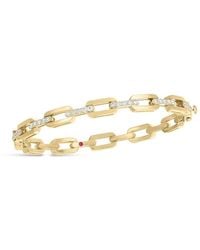 Roberto Coin - 18K Navarra Hard Chain Link Diamond Bangle - Lyst