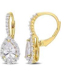 Amour - 3 5/8 Ct Tgw Created Sapphire Teardrop Leverback Earrings - Lyst