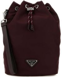 Prada - Burgundy Fabric Clutch - Lyst