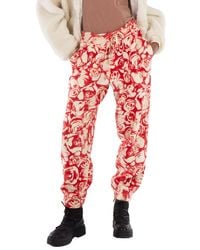 Burberry - All Over Rose Print Wool Jogging Pants - Lyst