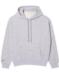 Lacoste - Relaxed Fit Floral Print Cotton Hoodie, Brand Size 4 - Lyst