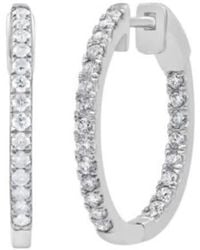 Brilliant Diamond - 0.50 Carat Diamond, Sterling Inside-Out Round Cut Lab-Grown Diamond Hoop Earring (J, Vs-Si) - Lyst