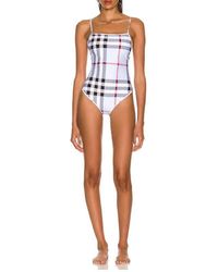 Burberry - Delia Check Stretch One-piece Swimsuit - Lyst