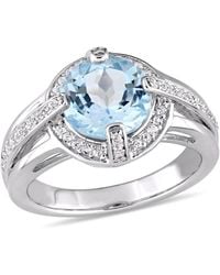 Amour - 3 3/4 Ct Tgw And Topaz Halo Split Shank Ring - Lyst